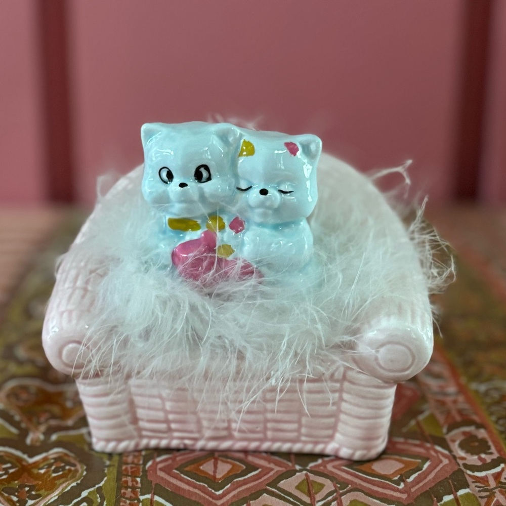 60's Ceramic Kittens Piggybank - Cat Coin Bank - Cat Tchotchke - Ceramic Cats
